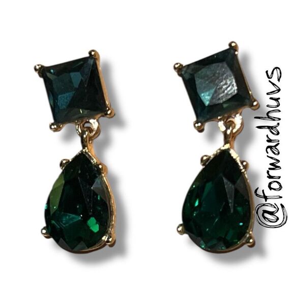 Bundle Sale 3 for $15 | Drop Earrings – Faceted Green Square & Teardrop Stones - Picture 7 of 9